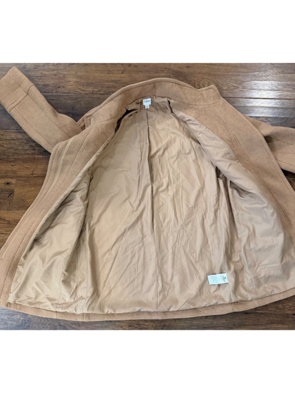 J. Crew Womens Pea Coat Wool Blend Camel Tan Sz 10 - Picture 6 of 12
